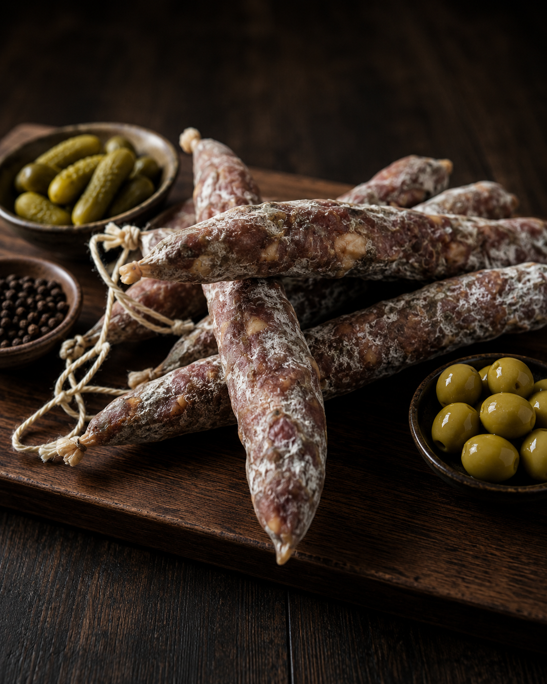 Saucisson, cornichons, olives. Apéro sorted.